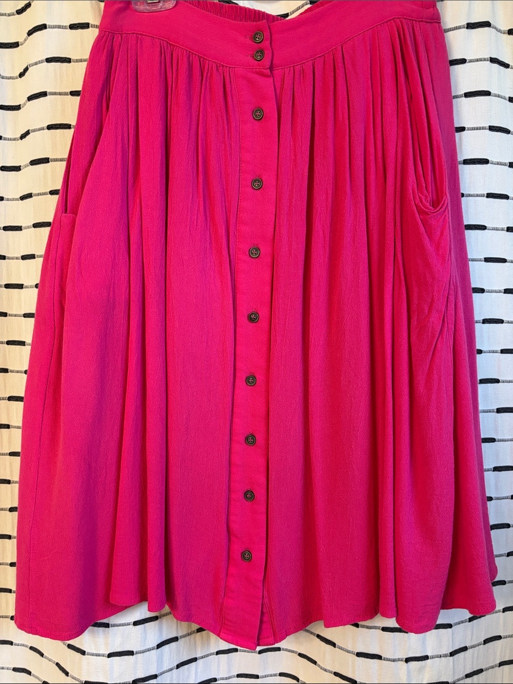 She + Sky Fuchsia Button-Front Circle Skirt